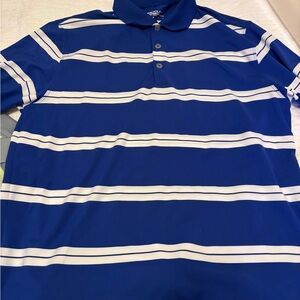 Nike Blue and White Striped Polo Shirt